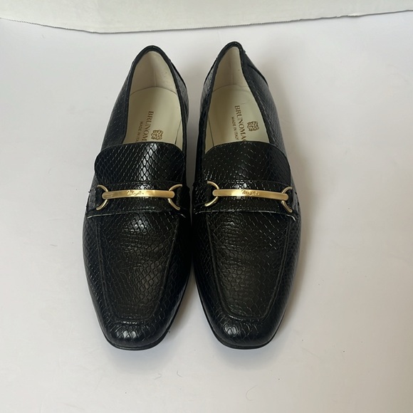 Bruno Magli Black Italian Leather Loafer Snake Print Size 8 - Picture 3 of 8